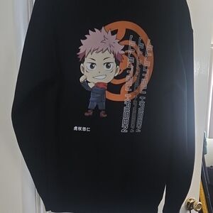 Black Anime Graphic Men's Sweater